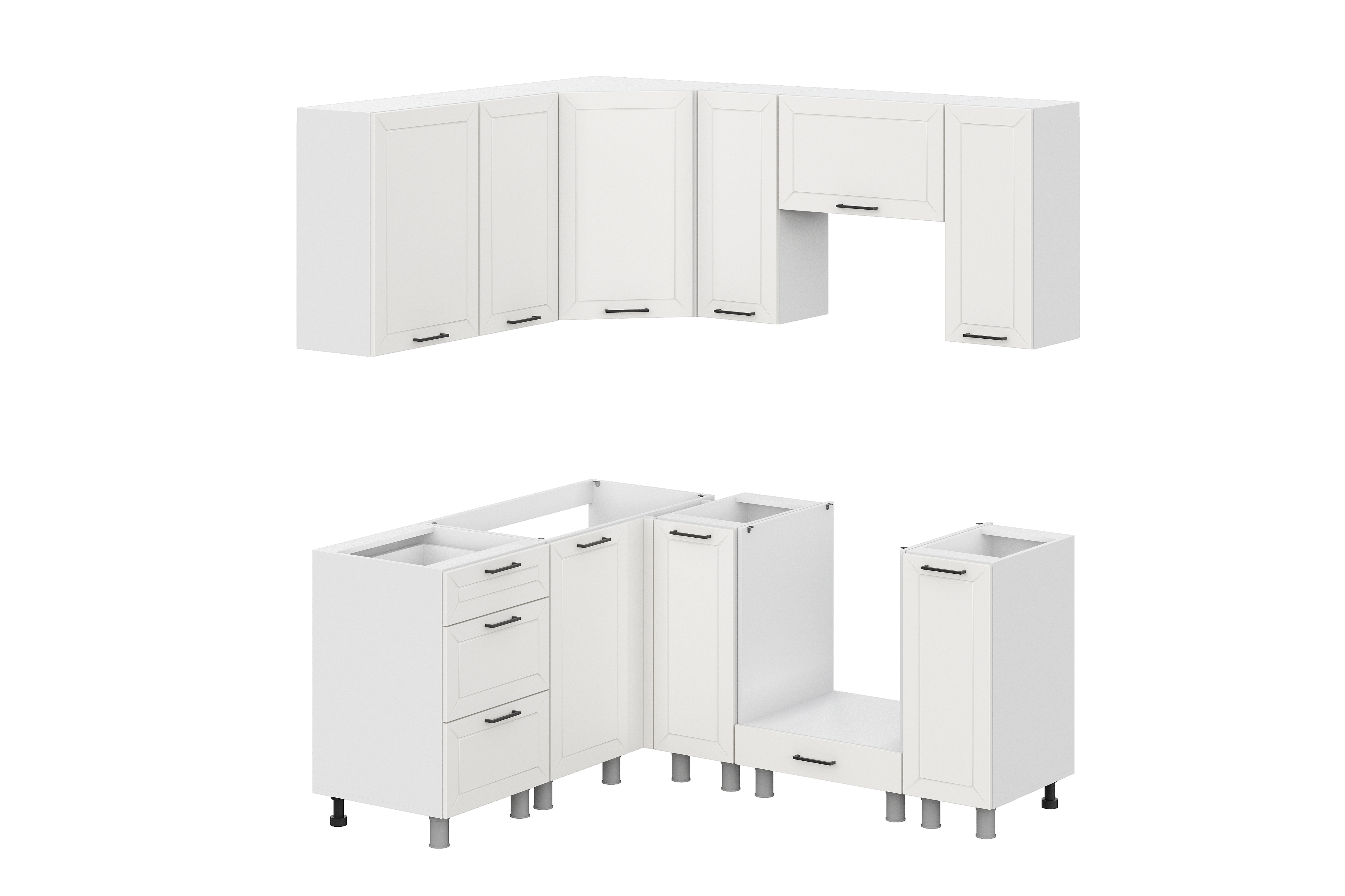 КГ Угловой Вектор 150*120 Бланж (со столешницей, черный, 26) в.13