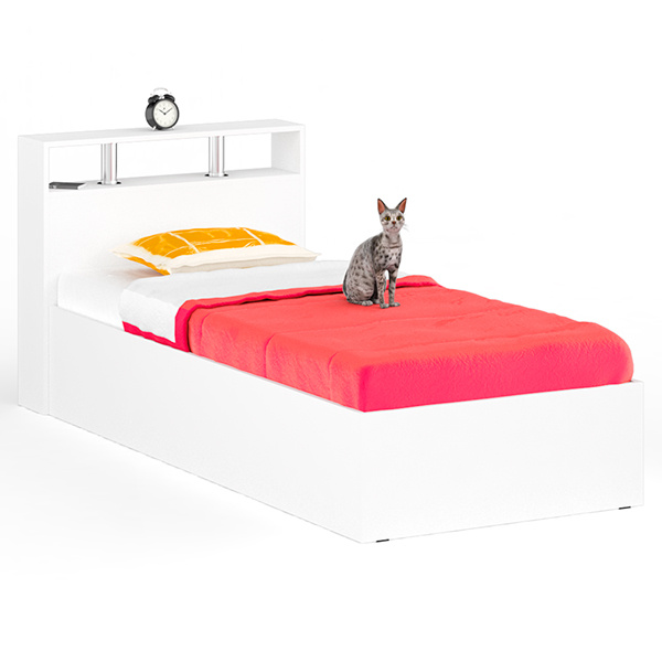Кровать Камелия 0900, цвет белый, ШхГхВ 93,5х217х78,2 см., сп.м. 900х2000 мм., без матраса, основание есть