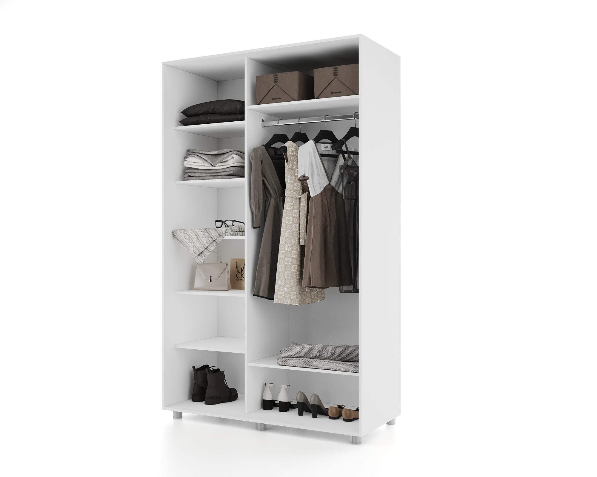 Шкаф-купе PRIME, 160х60х230 Белый с зеркалом