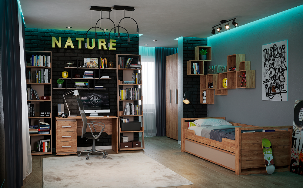 Кровать Nature 80 90х190, дуб табачный