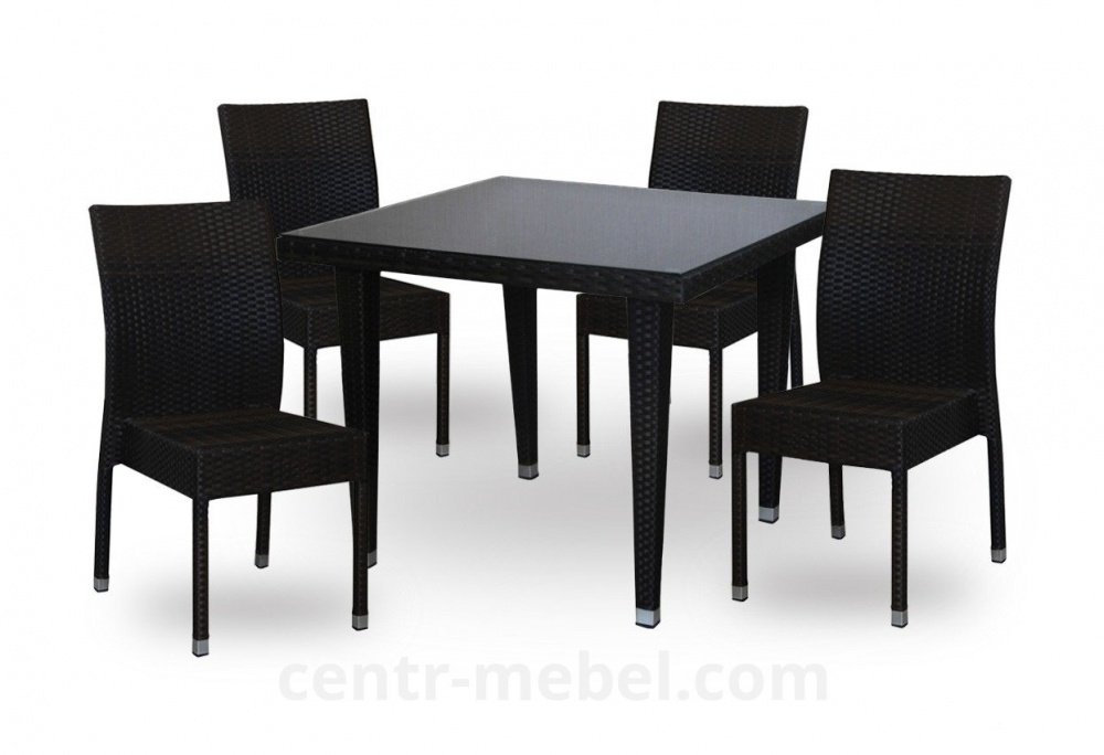 Комплект плетеной мебели Милано 8 Red and Black