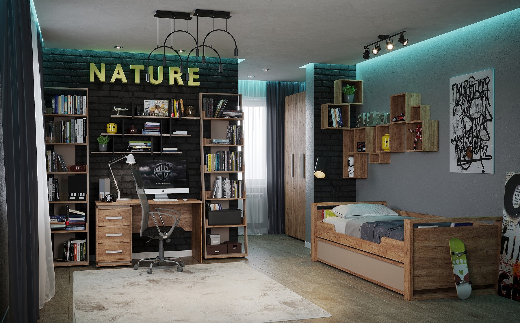 Стеллаж Nature 95, дуб табачный